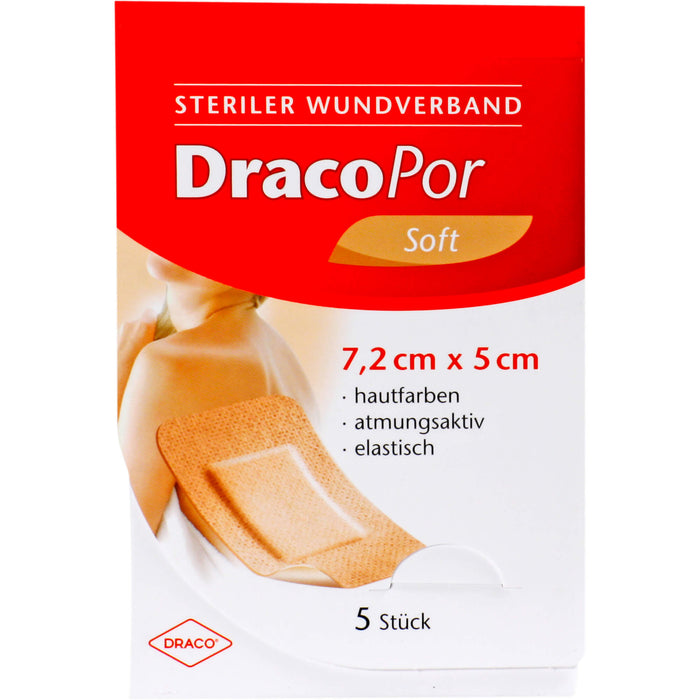 DracoPor soft 7,2 cm x 5 cm hautfarben steriler Wundverband, 5 pcs. dressing
