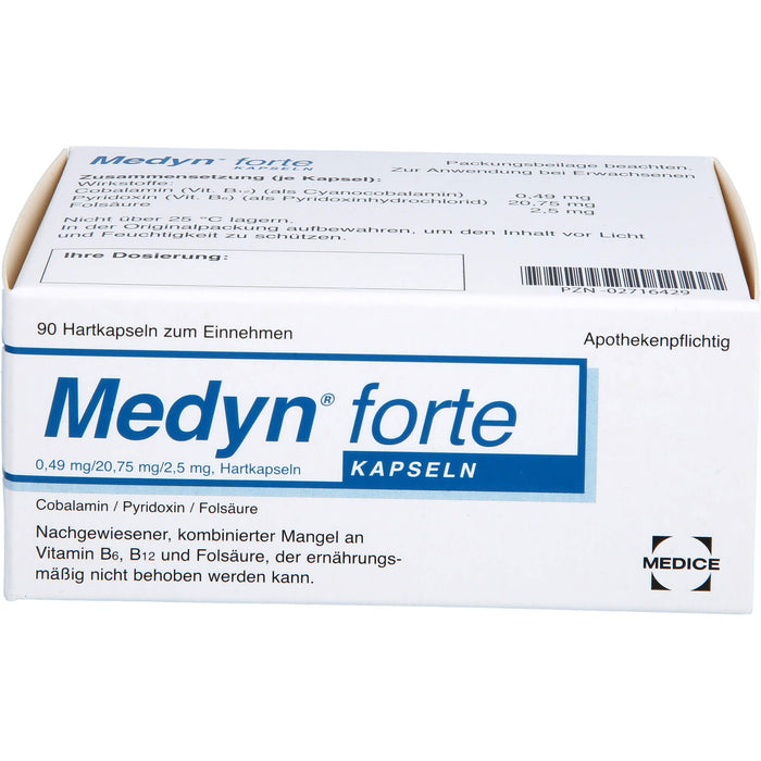 Medyn forte Kapseln bei nachgewiesener, kombinierter Mangel an B6, B12 und Folsäure, 90 St. Kapseln