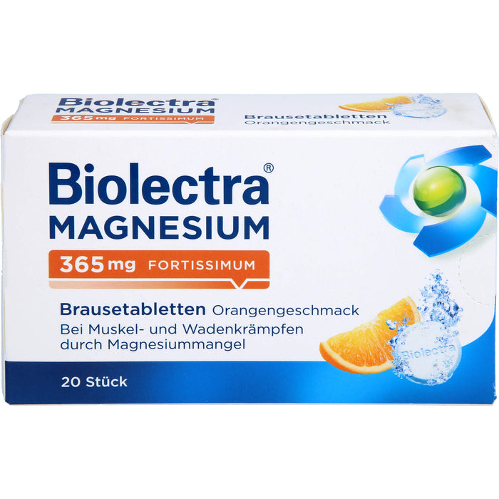 Biolectra Magnesium 365 mg fortissimum Brausetabletten mit Orangengeschmack, 20 St. Tabletten