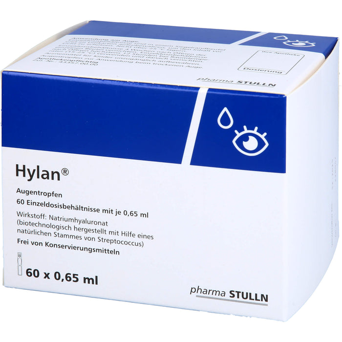 Hylan Augentropfen zur symptomatischen Behandlung beim trockenen Auge, 60 pcs. Solution