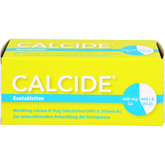Calcide 600 mg / 400 I.E. Kautabletten zur unterstützenden Behandlung der Osteoporose, 100 St. Tabletten