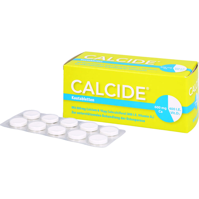 Calcide 600 mg / 400 I.E. Kautabletten zur unterstützenden Behandlung der Osteoporose, 100 pcs. Tablets