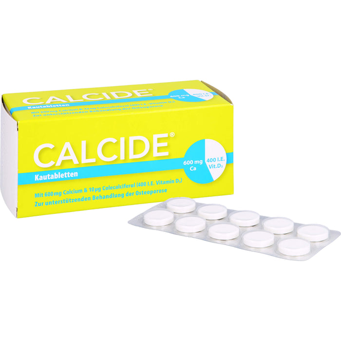 Calcide 600 mg / 400 I.E. Kautabletten zur unterstützenden Behandlung der Osteoporose, 100 pcs. Tablets