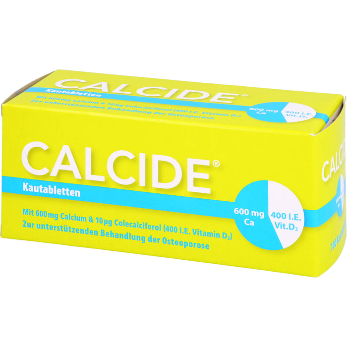 Calcide 600 mg / 400 I.E. Kautabletten zur unterstützenden Behandlung der Osteoporose, 100 pcs. Tablets