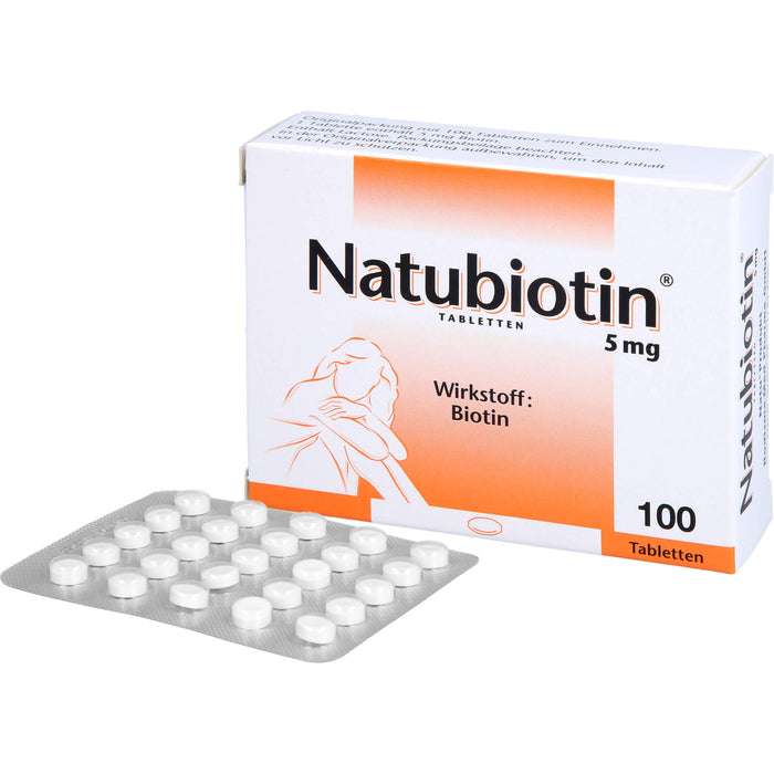 Natubiotin 5 mg Tabletten zur Vorbeugung eines Biotin-Mangels, 100 pc Tablettes