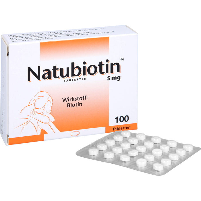 Natubiotin 5 mg Tabletten zur Vorbeugung eines Biotin-Mangels, 100 pc Tablettes
