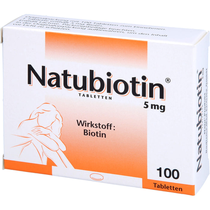 Natubiotin 5 mg Tabletten zur Vorbeugung eines Biotin-Mangels, 100 pc Tablettes