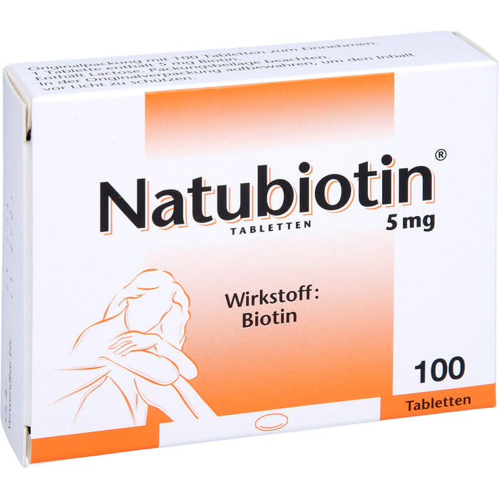 Natubiotin 5 mg Tabletten zur Vorbeugung eines Biotin-Mangels, 100 pc Tablettes