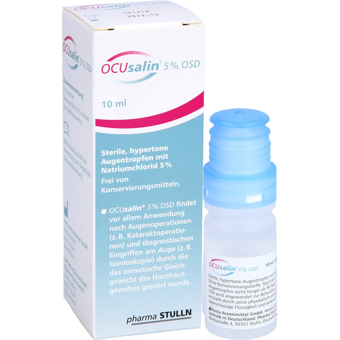 OCUsalin 5% OSD Augentropfen zur unterstützenden Behandlung von Hornhaut-Ödemen, 10 ml Lösung