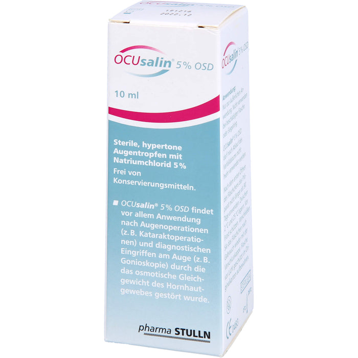 OCUsalin 5% OSD Augentropfen zur unterstützenden Behandlung von Hornhaut-Ödemen, 10 ml Lösung