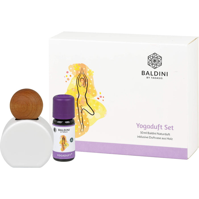 BALDINI Yogaduft Set 10 ml Naturduft inklusive Duftvase aus Holz, 1 St. Set
