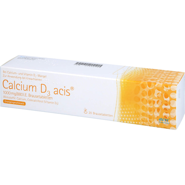Acis Calcium D3 1000 mg/880 I.E. Brausetabletten mit Orangengeschmack, 20 pcs. Tablets