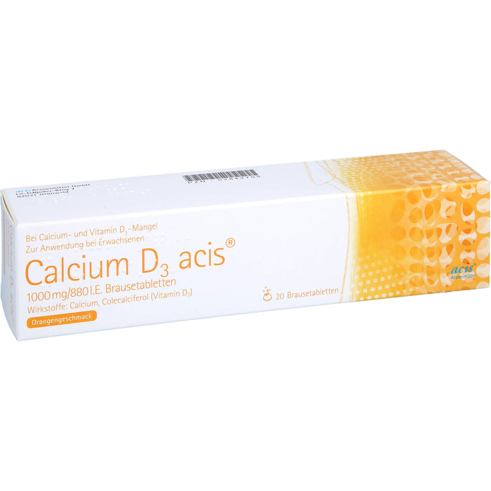 Acis Calcium D3 1000 mg/880 I.E. Brausetabletten mit Orangengeschmack, 20 pcs. Tablets