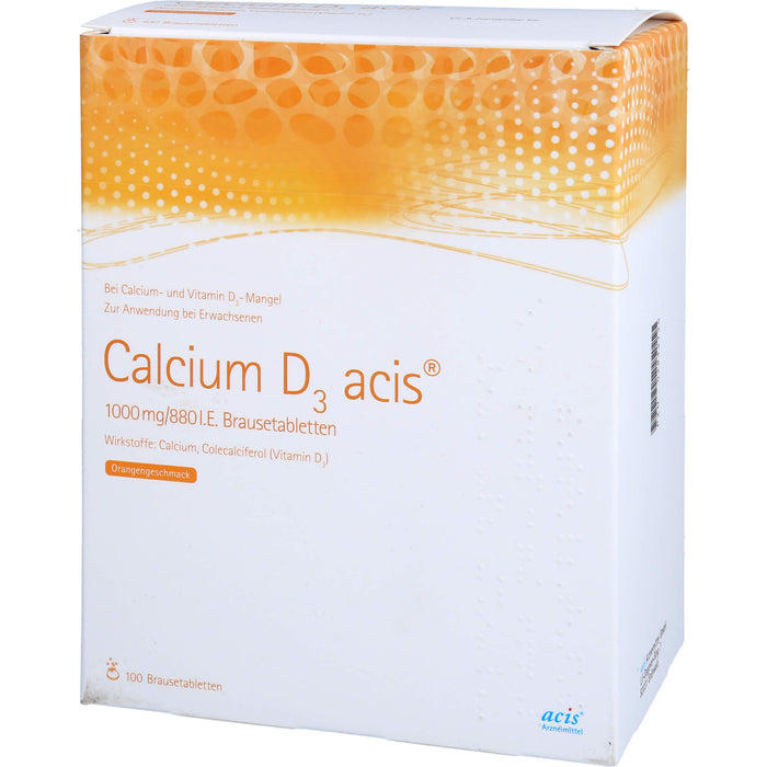 Calcium D3 acis 1000 mg/880 I.E. Brausetabletten mit Orangengeschmack, 100 St. Tabletten