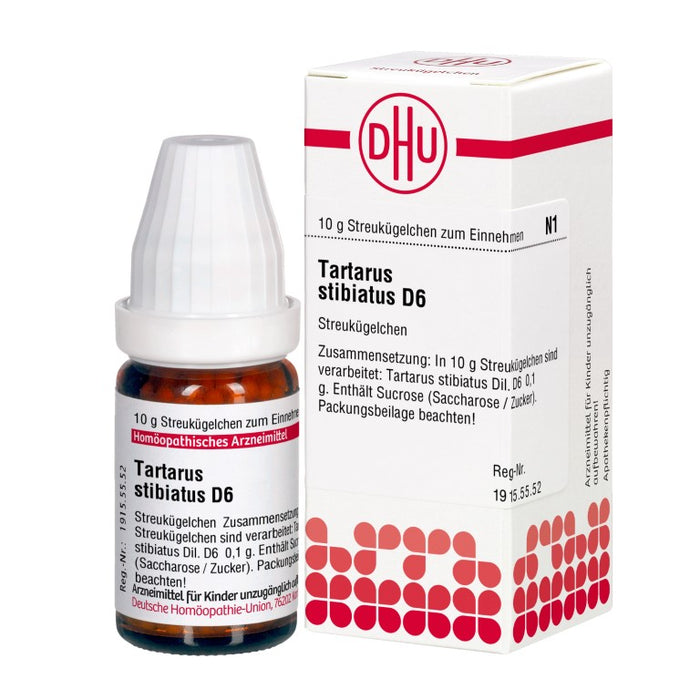 Tartarus stibiatus D6 DHU Globuli, 10 g Globules