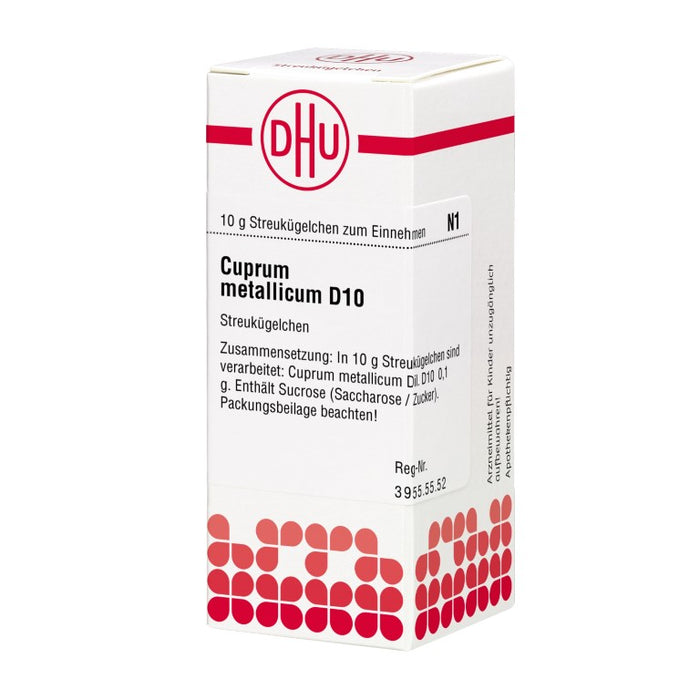Cuprum metallicum D10 DHU Globuli, 10 g Globules