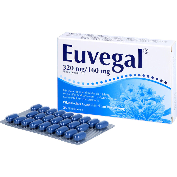Euvegal 320 mg / 160 mg Filmtabletten zur Beruhigung, 25 pc Tablettes