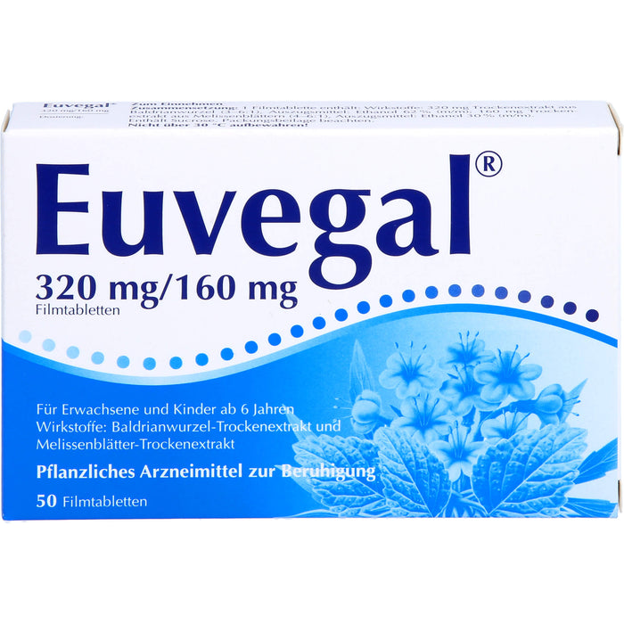 Euvegal 320 mg / 160 mg, Filmtabletten zur Beruhigung, 50 St. Tabletten