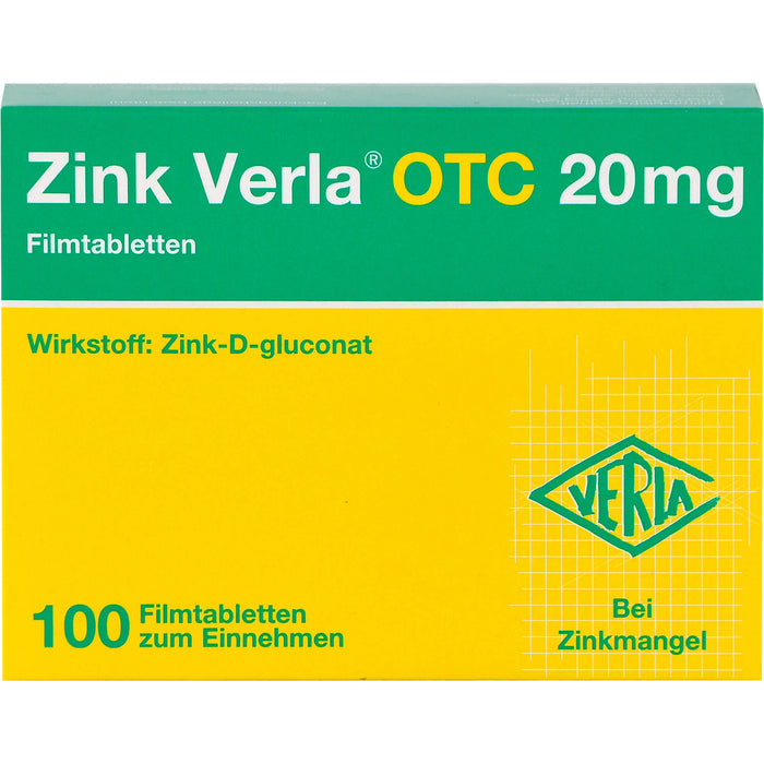 Zink Verla OTC 20 mg Filmtabletten, 100 St. Tabletten