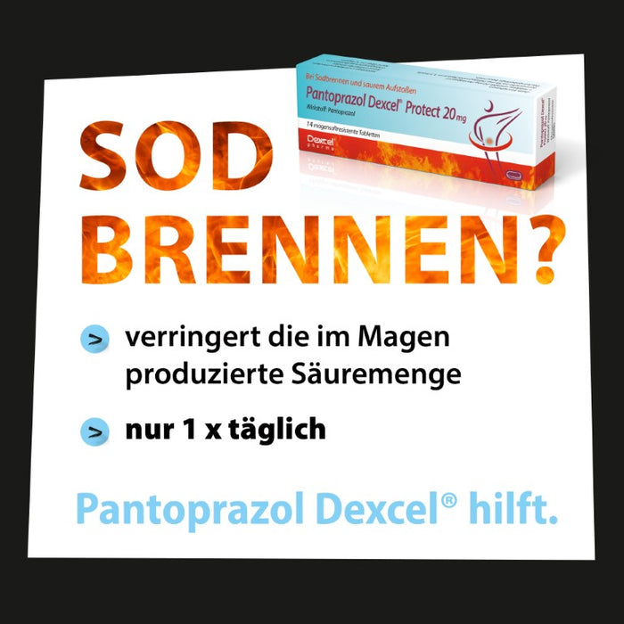 Pantoprazol Dexcel Protect 20 mg bei Sodbrennen und saurem Aufstoßen, 14 pcs. Tablets