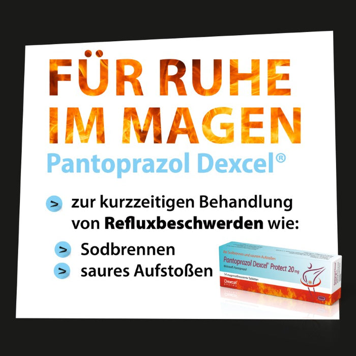 Pantoprazol Dexcel Protect 20 mg bei Sodbrennen und saurem Aufstoßen, 14 pc Tablettes
