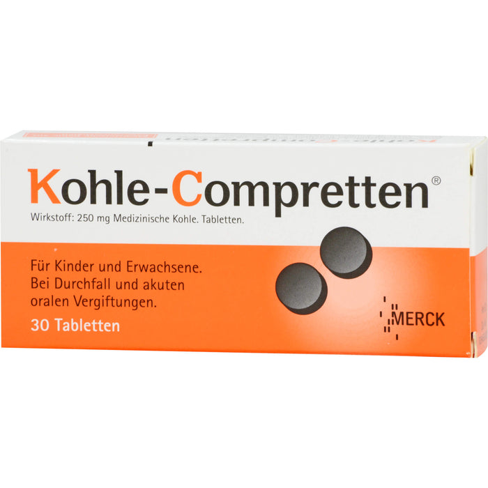 Kohle-Compretten Tabletten bei Durchfall und Vergiftungen, 30.0 St. Tabletten