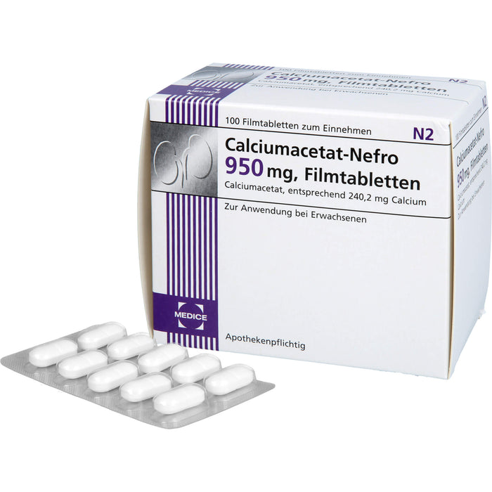 MEDICE Calciumacetat-Nefro 950 mg Filmtabletten, 100 pcs. Tablets