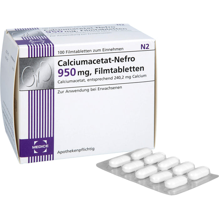 MEDICE Calciumacetat-Nefro 950 mg Filmtabletten, 100 pc Tablettes