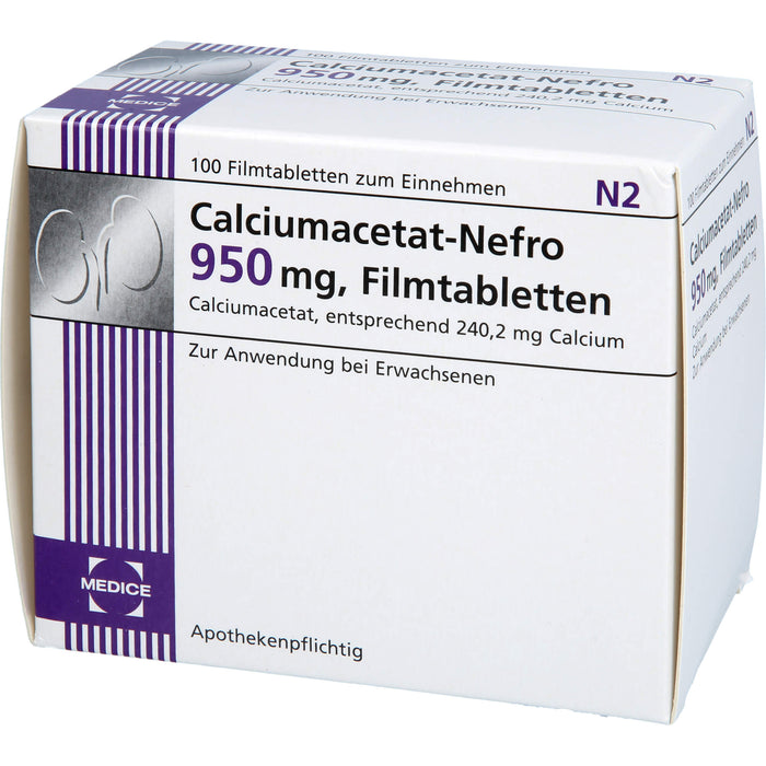 MEDICE Calciumacetat-Nefro 950 mg Filmtabletten, 100 pc Tablettes