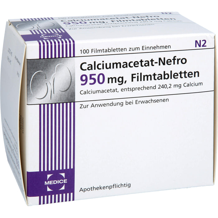 MEDICE Calciumacetat-Nefro 950 mg Filmtabletten, 100 pc Tablettes