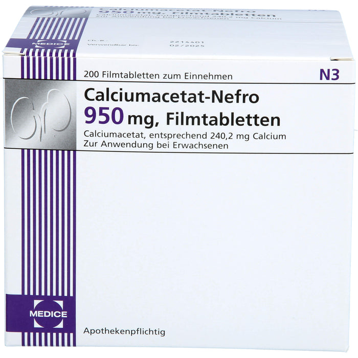 Calciumacetat-Nefro 950mg, Filmtabletten, 200 St FTA