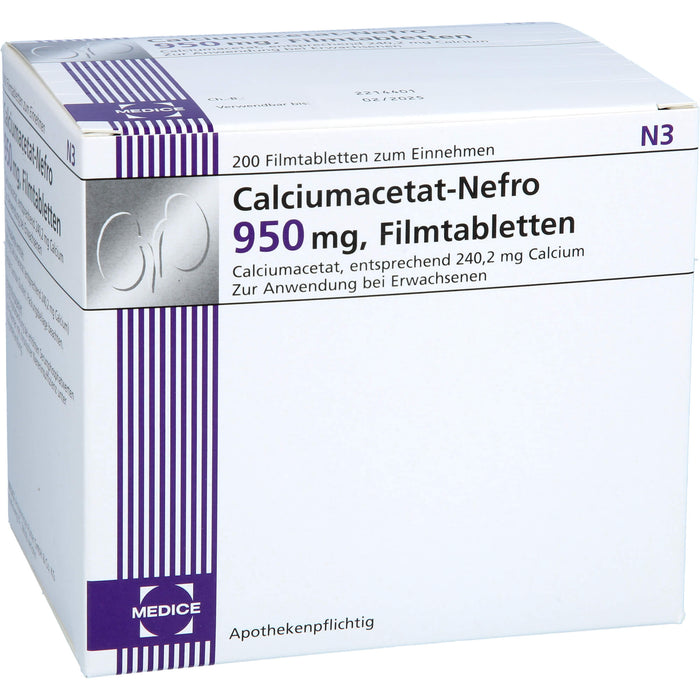 Calciumacetat-Nefro 950mg, Filmtabletten, 200 St FTA