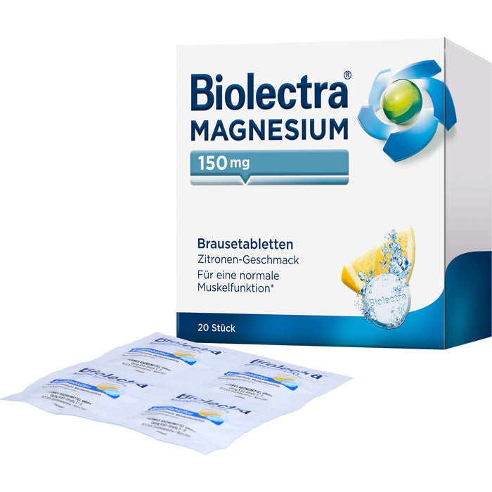 Biolectra Magnesium 150 mg Brausetabletten Zitronengeschmack, 20 pc Tablettes