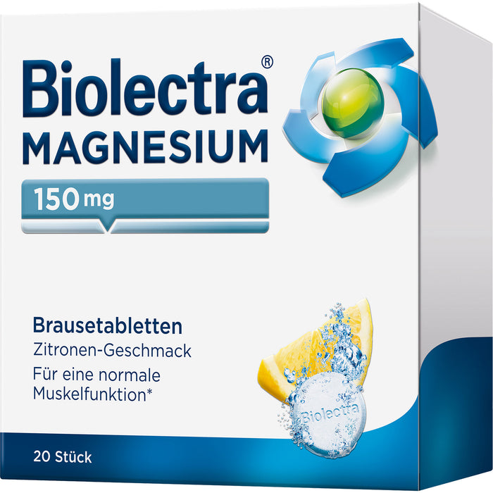 Biolectra Magnesium 150 mg Brausetabletten Zitronengeschmack, 20 pc Tablettes