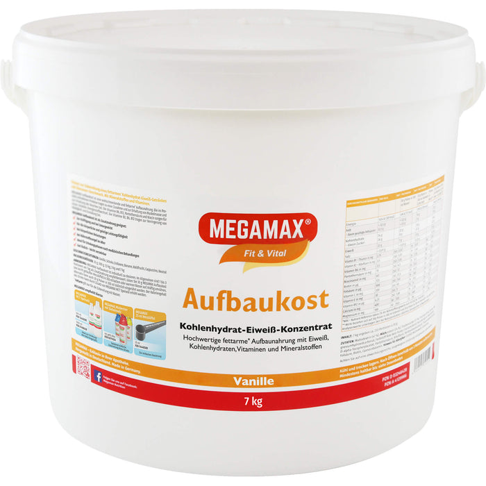 MEGAMAX Fit & Vital Aufbaukost Kohlenhydrat-Eiweiß-Konzentrat Vanille-Geschmack, 70000 g Pulver