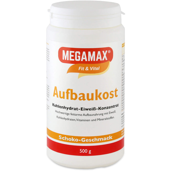MEGAMAX Aufbaukost Kohlenhydrat-Eiweiß-Konzentrat Schoko-Geschmack, 500 g Powder