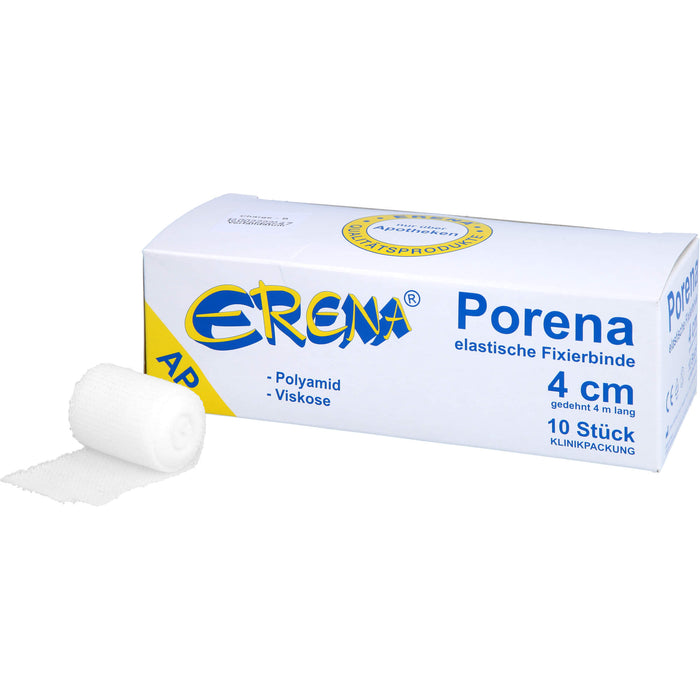 ERENA Porena elastische Fixierbinde 4 cm x 4 m zur Fixierung von Wundauflagen, 10 pcs. Bandage