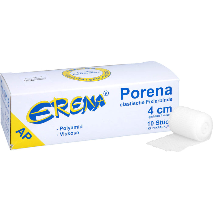 ERENA Porena elastische Fixierbinde 4 cm x 4 m zur Fixierung von Wundauflagen, 10 pcs. Bandage