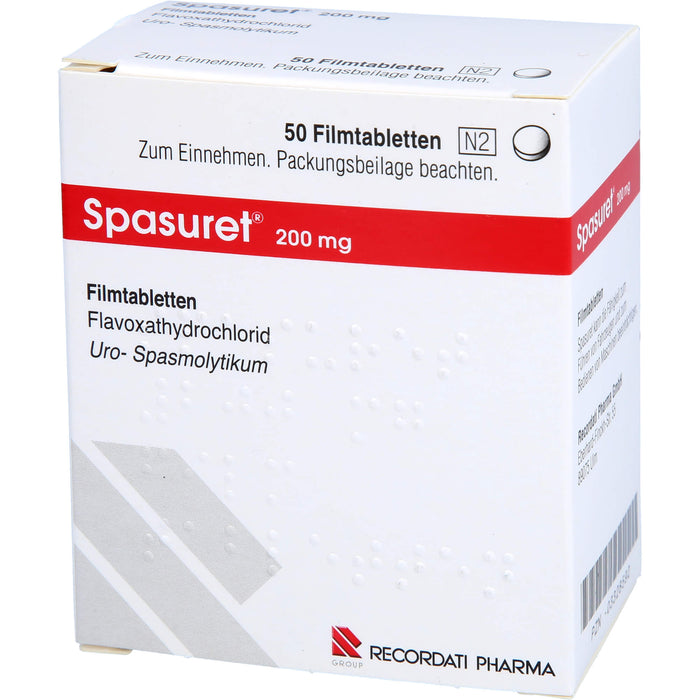 Spasuret 200 mg Filmtabletten zur symptomatischen Behandlung von häufigem Wasserlassen, 50 pc Tablettes