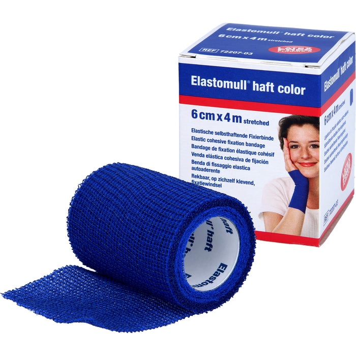 Elastomull haft 4 m x 6 cm color blau kohäsive elastische Fixierbinde, 1 pc Bandage