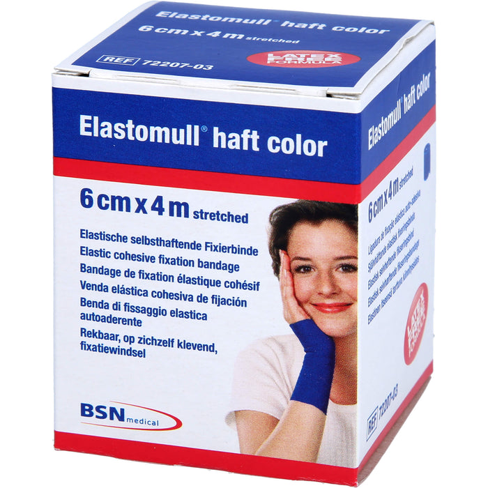 Elastomull haft 4 m x 6 cm color blau kohäsive elastische Fixierbinde, 1 pc Bandage