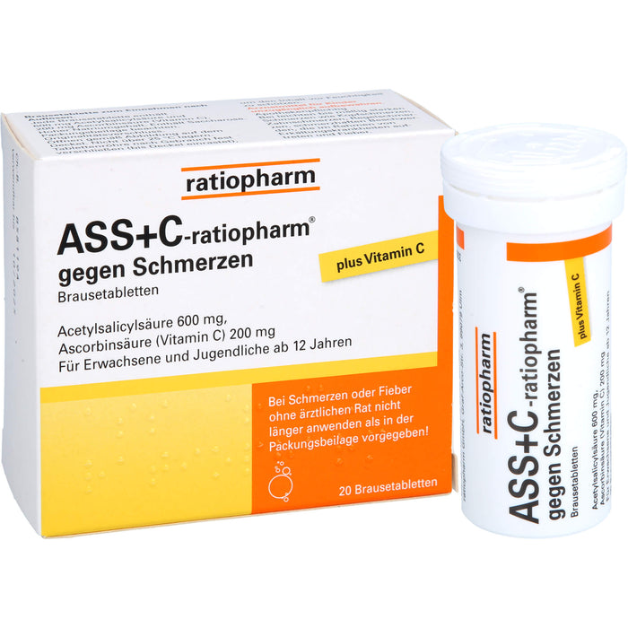 ASS+C-ratiopharm Brausetabletten gegen Schmerzen, 20 pc Tablettes