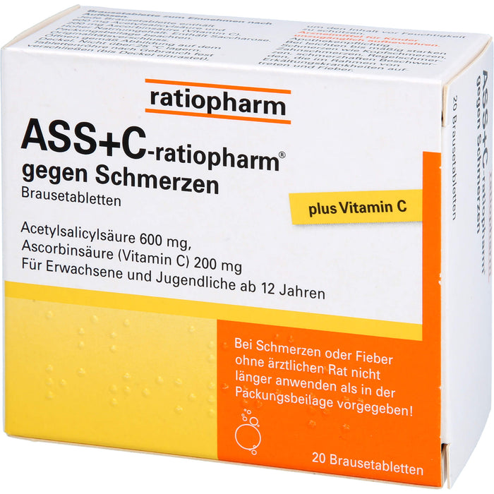 ASS+C-ratiopharm Brausetabletten gegen Schmerzen, 20 pcs. Tablets