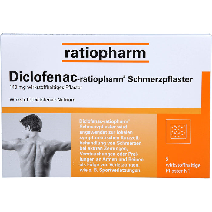 Diclofenac-ratiopharm Schmerzpflaster, 140 mg wirkstoffhaltiges Pflaster, 5 pcs. Patch