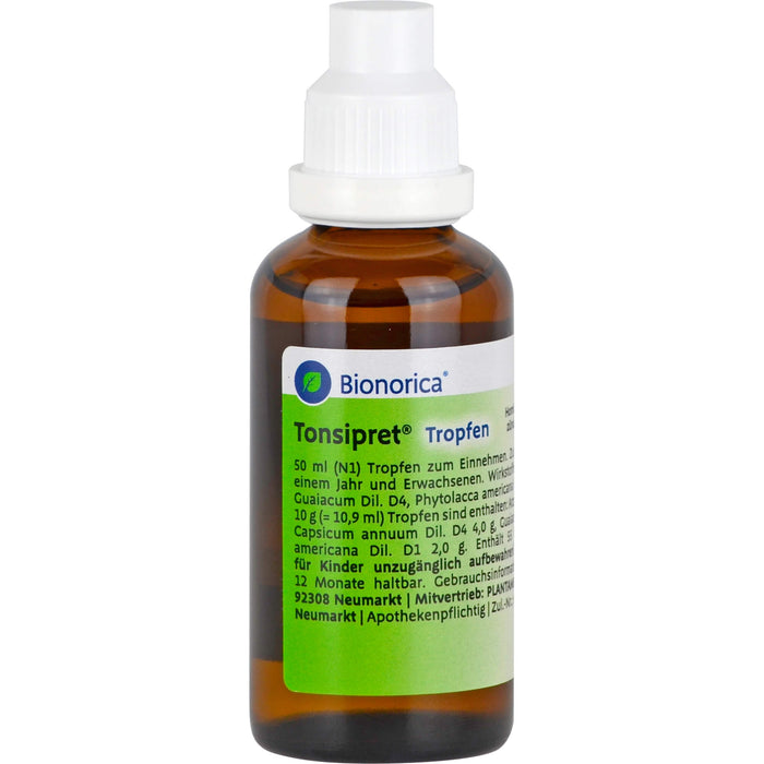 Tonsipret Tropfen bei Erkrankungen des Rachens, 50 ml Solution