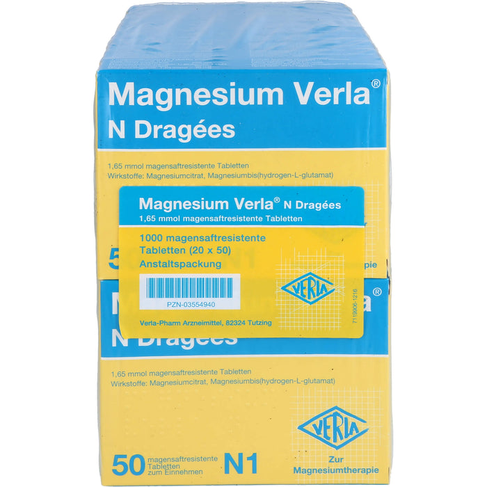 Magnesium Verla® N Dragées, magensaftresistente Tabletten, 20X50 St TMR
