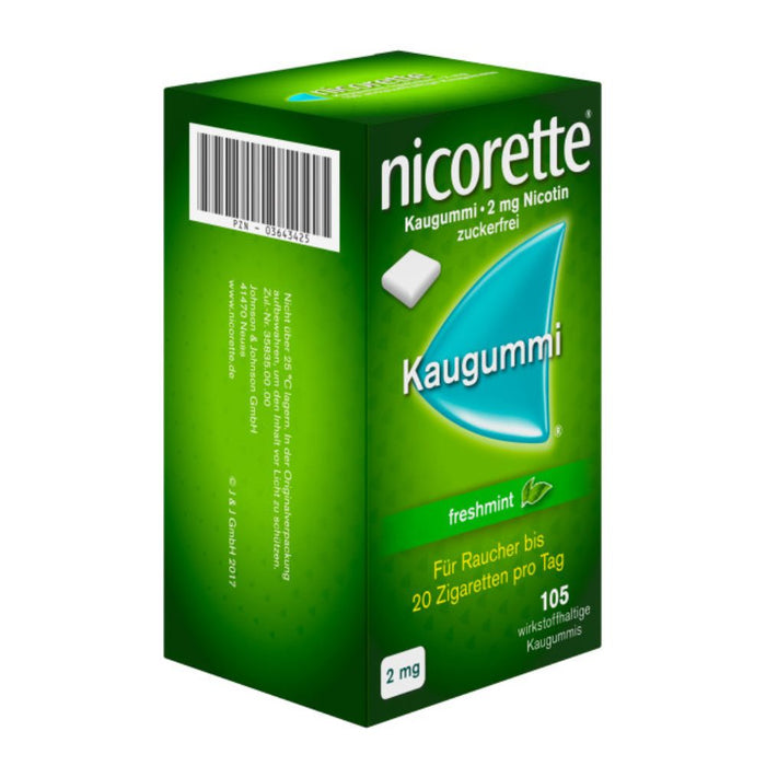 nicorette Kaugummi 2 mg Nicotin zuckerfrei freshmint, 105 pcs. Chewing gum