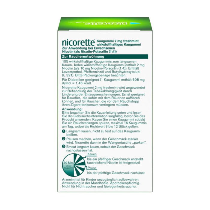 nicorette Kaugummi 2 mg Nicotin zuckerfrei freshmint, 105 pcs. Chewing gum