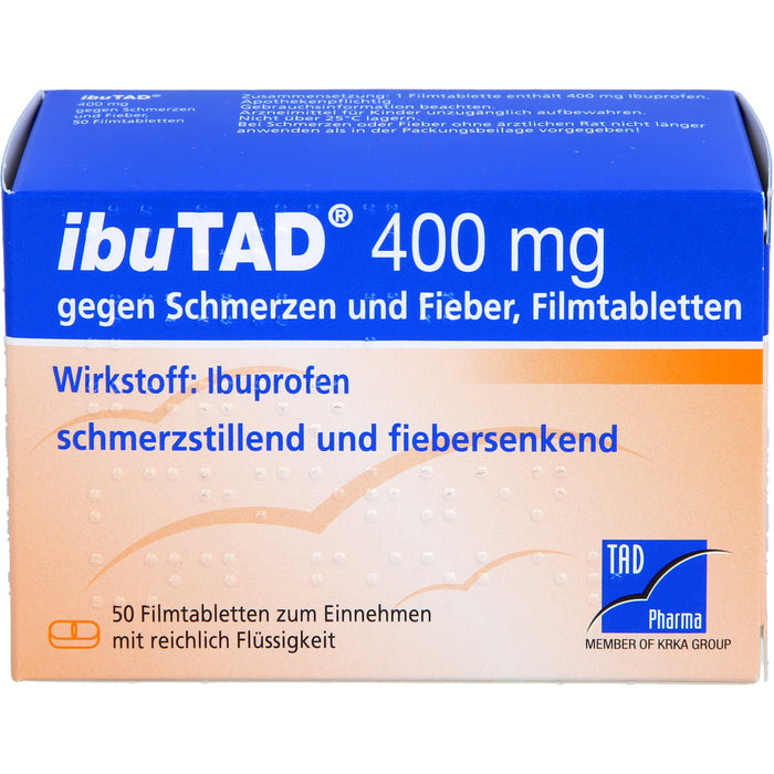 ibuTAD 400 mg Filmtabletten gegen Schmerzen und Fieber, 50 pc Tablettes