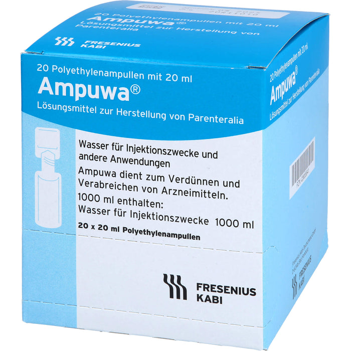 Ampuwa , Lösungsmittel zur Herstellung von Parenteralia Polyethylenampullen, 20 ml, 400 ml Lösung